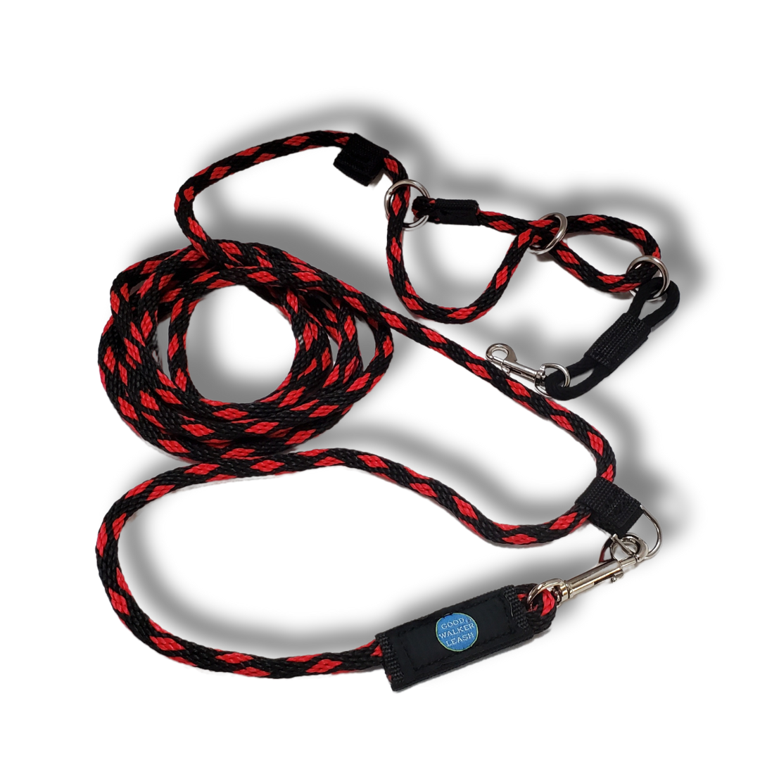 Good Walker Hands-Free Leash - Regular, Black Red