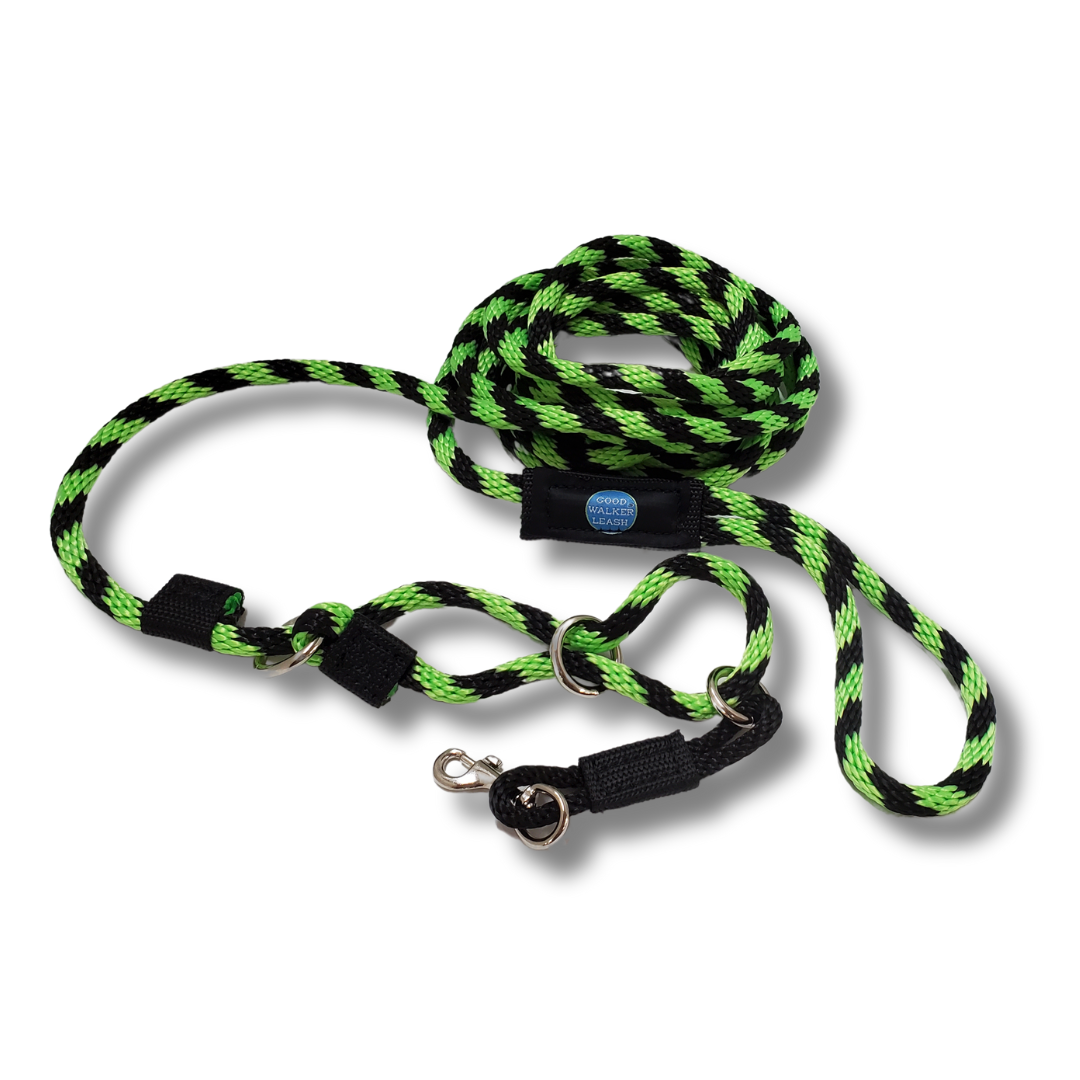 Good Walker Long Line Leash - Regular, Black Lime